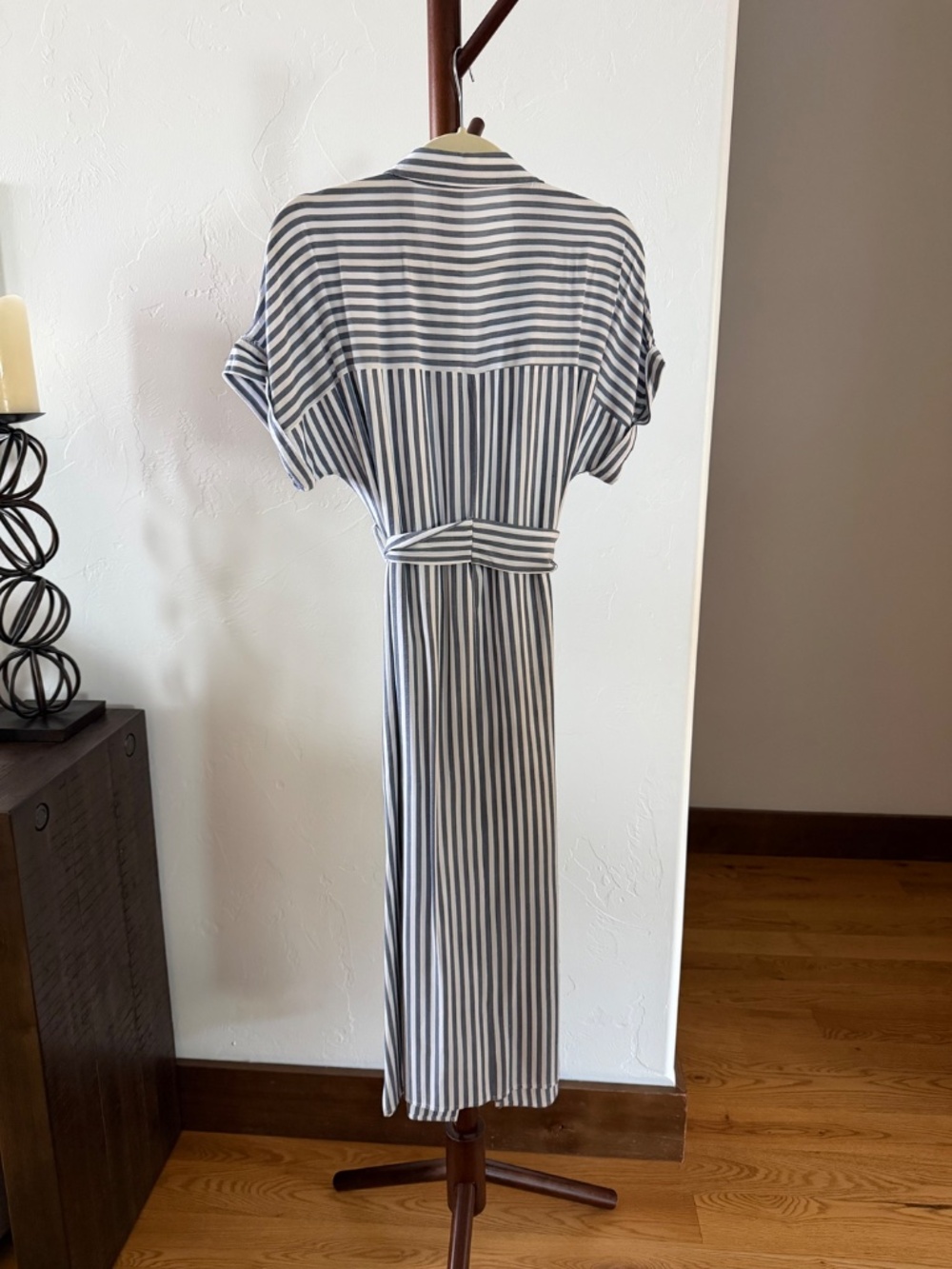 Carly Jean Blue White Maxi Shirt Dress w/Belt (Size S) - Picture 2 of 7
